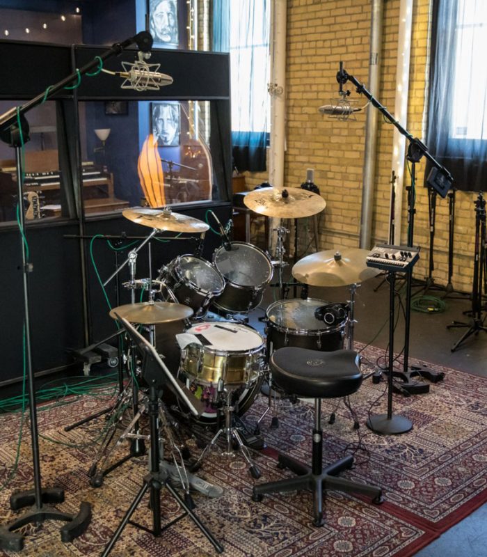 SPCPA-Arts-Music-drum-set-in-studio-recording